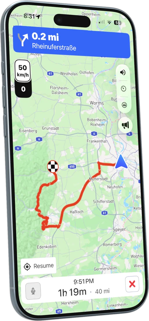 Turn-by-turn navigation in RiveDrive